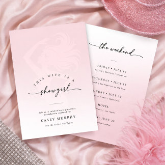 Invitación Modern Script Showgirl Blush Bachelorette Weekend 