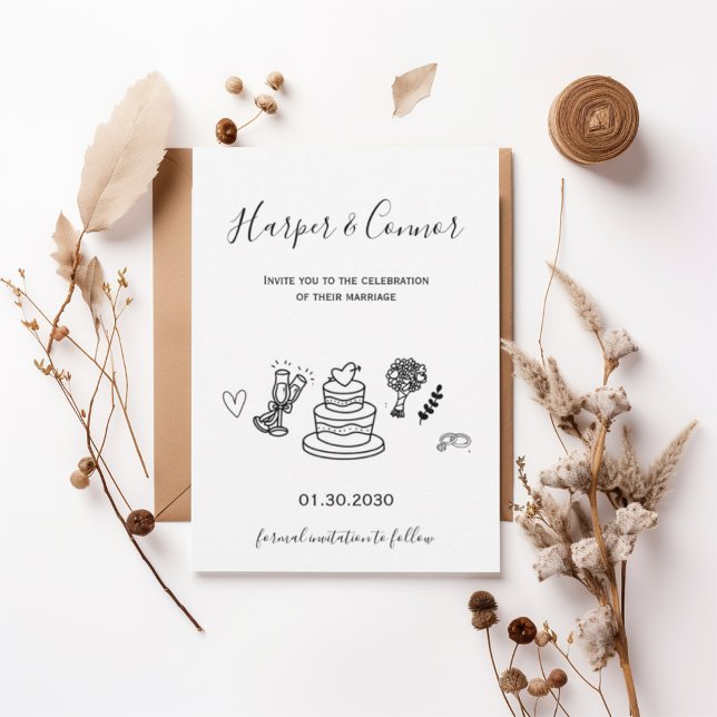 Invitación Modern Script Wedding with Minimal Line Art (Subido por el creador)