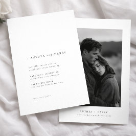 Invitación Modern Serif Typography Black and White Wedding