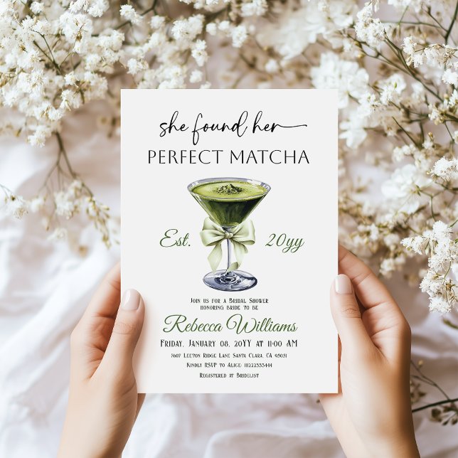 Invitación Modern She Found Her Perfect Matcha Bridal Shower (Subido por el creador)