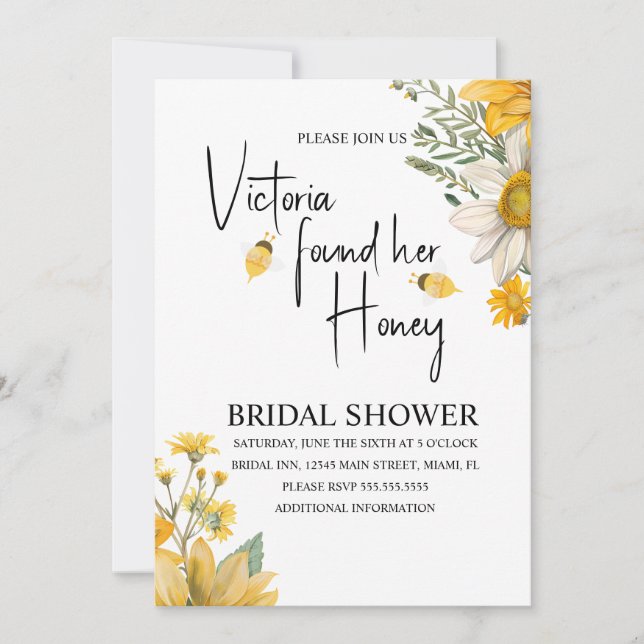 Invitación Modern She’s Found Her Honey Bee Bridal Shower (Anverso)