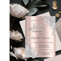 Modern Silver Purpurina Drips Rosa Gold Sweet 16