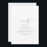 Invitación Modern Silver Script 60º cumpleaños<br><div class="desc">Esta moderna invitación a la fiesta de cumpleaños número 60 es perfecta para una fiesta de cumpleaños minimalista. El sencillo diseño de color gris plateado presenta una tipografía industrial única con un estilo boho moderno. Personalizable de cualquier color. Mantenga el diseño minimalista y elegante, tal como está, o lo personalice...</div>