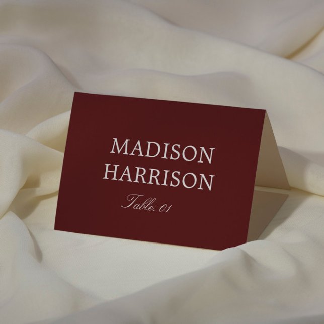 Invitación Modern Simple Burgundy Wedding Place Card DIY (Subido por el creador)