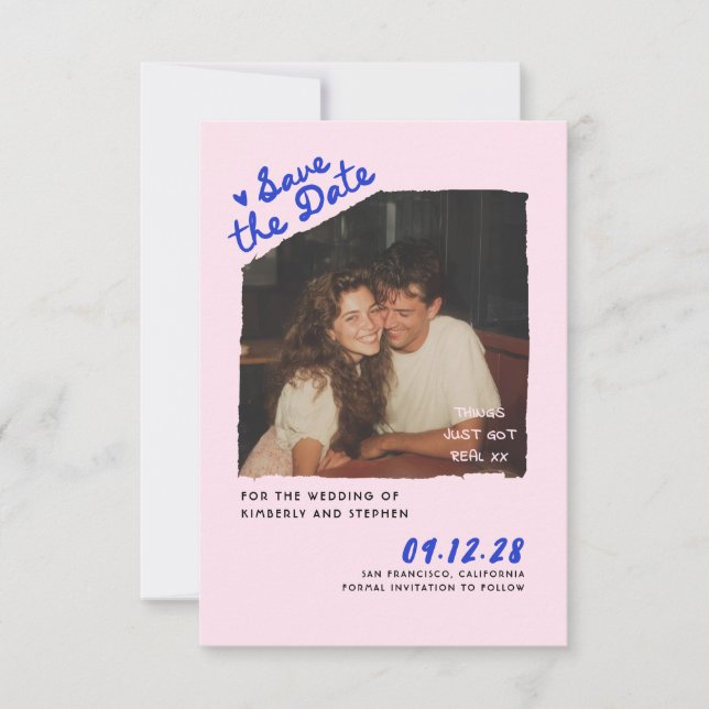 Invitación Modern Simple Fun Handwritten Save The Date Photo (Anverso)