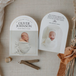 Invitación Modern Simple Golden Arch Baby Photo Birth