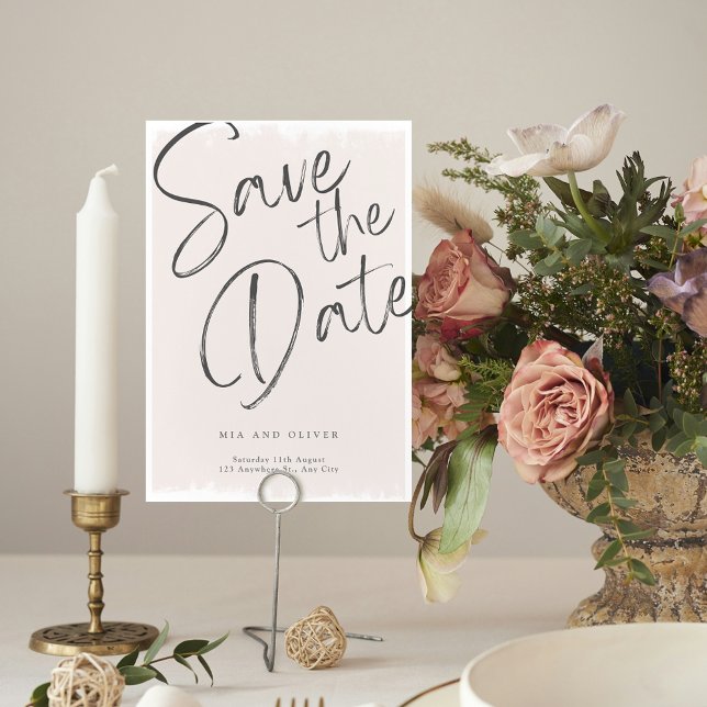 Invitación Modern SImple Pink Calligraphy Save The Date (Modern SImple Pink Calligraphy Save The Date Invitation)