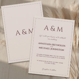 Invitación Modern simple tan minimalist wedding