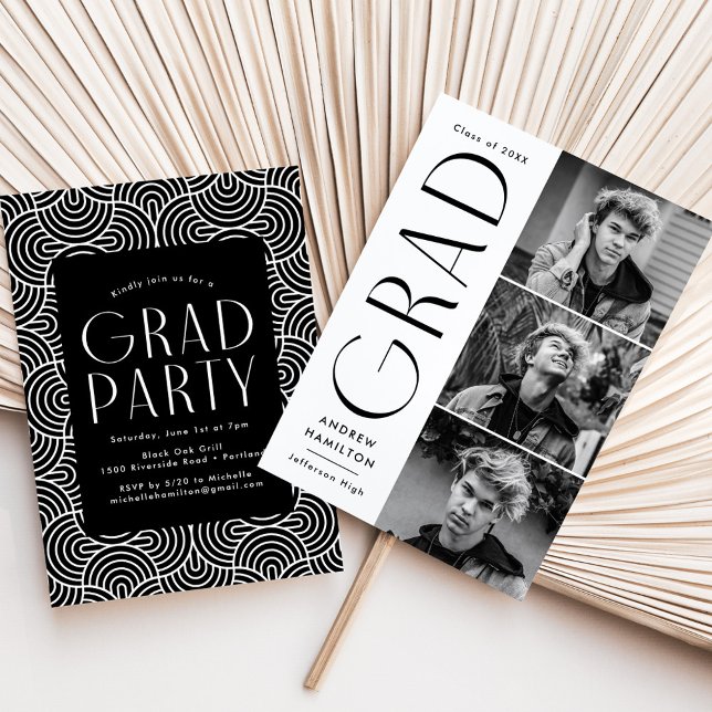 Invitación Modern Simplicity 3 Photo Collage Graduation Party (Subido por el creador)