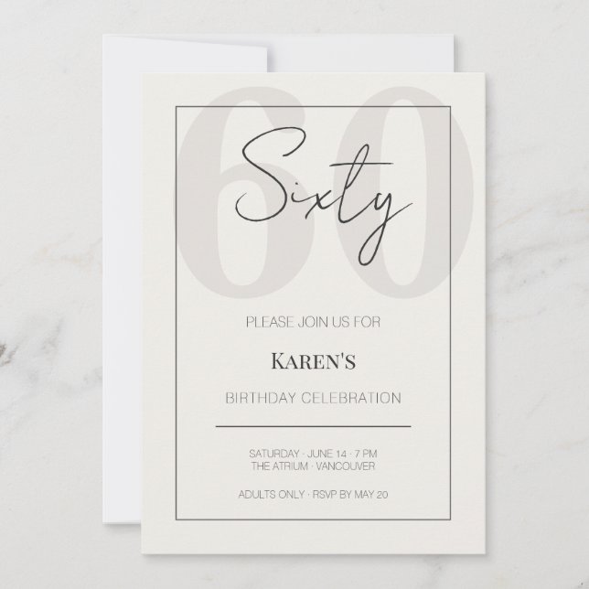 Invitación Modern Sixty 60th Birthday Celebration  (Anverso)