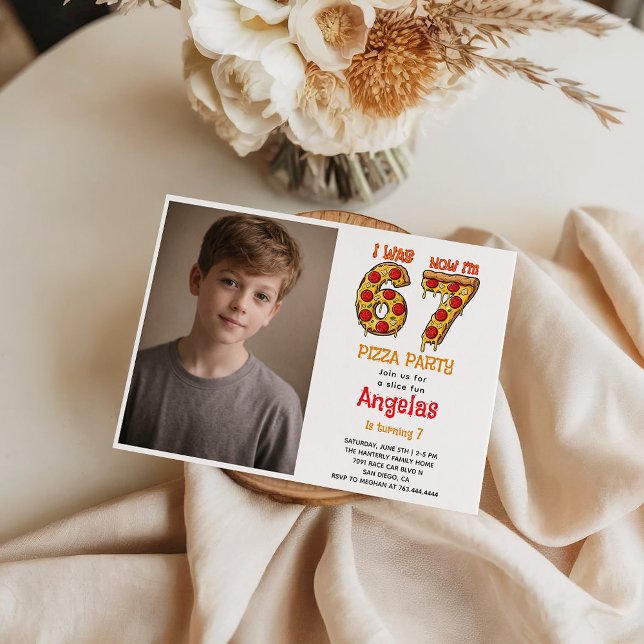 Invitación Modern Slice Slice Boy Six Seven Birthday Party (Modern Slice Slice Boy Six Seven Birthday Party Invitation
)