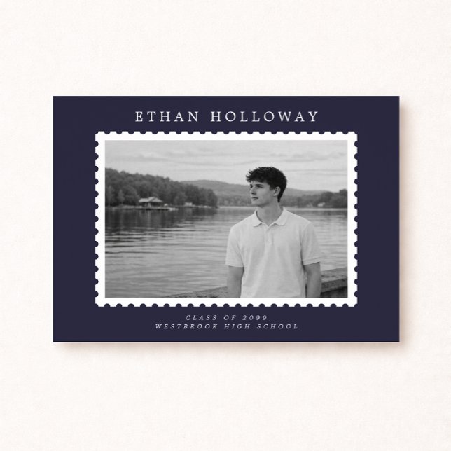 Invitación Modern Stamp Style Photo Graduation Announcement (Subido por el creador)