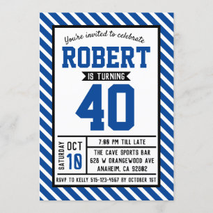 Invitación Modern Stripe Male 40 cumpleaños