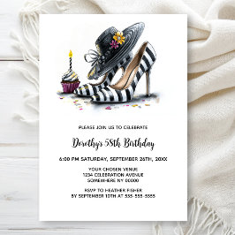Invitación Modern Striped High Heel Shoes Birthday Party