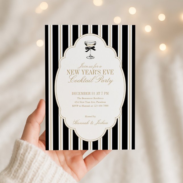 Invitación Modern Striped New Year's Eve Party Invitation (Subido por el creador)