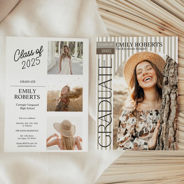 Invitación Modern Stripes Photo Graduation Announcement  (Subido por el creador)