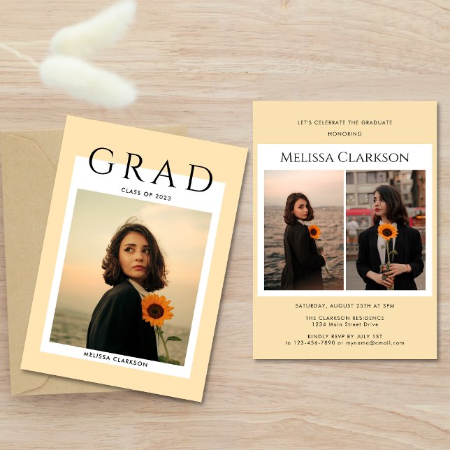 Invitación Modern Stylish Beige Polaroid Photo Graduation (Subido por el creador)