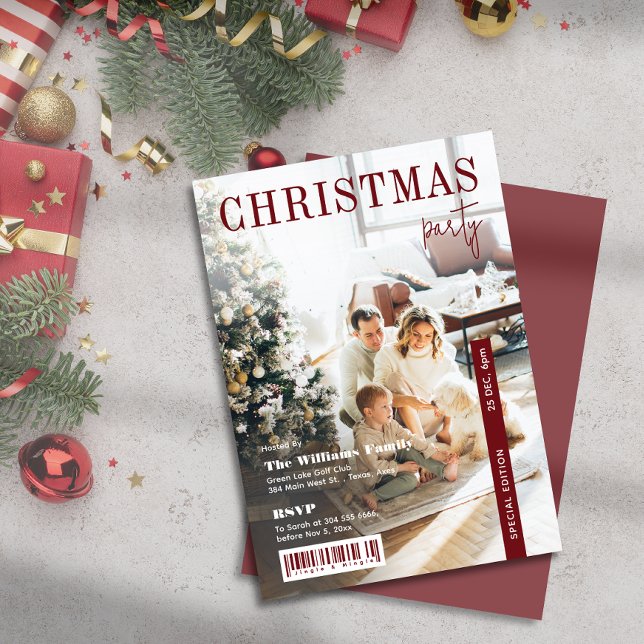 Invitación Modern Stylish Magazine Cover Christmas Party (Modern Stylish Magazine Cover Christmas Party Invitation)