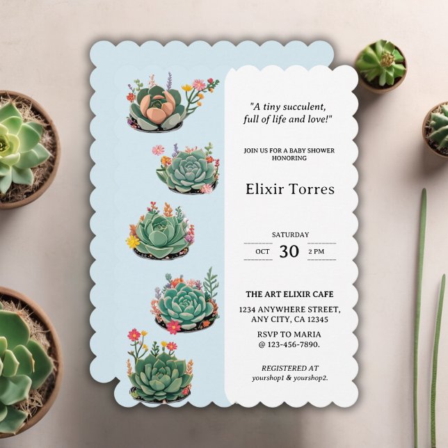 Invitación Modern Succulent Cactus Baby Shower (Subido por el creador)