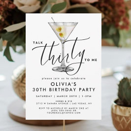 Invitación Modern “Talk Thirty to Me” Martini Glass 30th