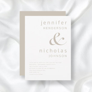 Invitación Modern Taupe Ampersand Boda