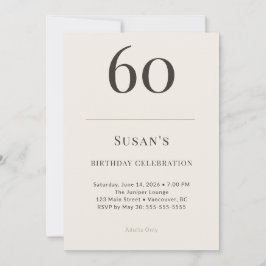 Invitación Modern Taupe & Cream 60th Birthday Celebration