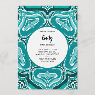 Invitación Modern Teal Abstract Pattern