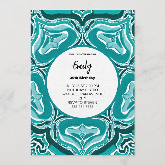 Invitación Modern Teal Abstract Pattern (Anverso)