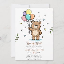 Invitación Modern Teddy bear Friendly baby shower