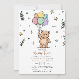 Invitación Modern Teddy bear Friendly baby shower