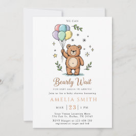 Invitación Modern Teddy bear Friendly baby shower