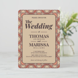 Invitación Modern Terracotta and Mauve Art Deco Wedding