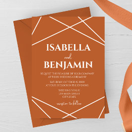 Invitación Modern Terracotta and White Geometric Wedding