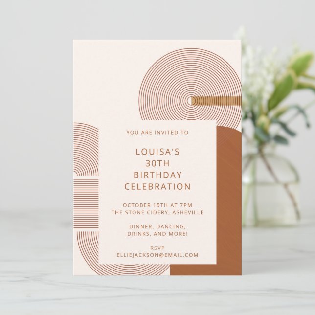 Invitación Modern Terracotta Geometric 30th Birthday Party (Anverso de pie)