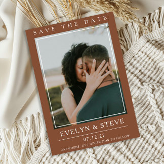 Invitación Modern Terracotta Photo Save the Date