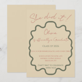 Invitación Modern Terracotta She Did It Graduation Party 