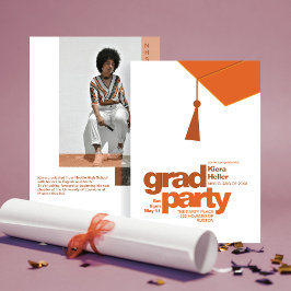 Invitación Modern Terracotta Typography Grad Party Photo
