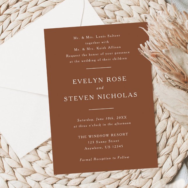 Invitación Modern Terracotta Wedding Invitation  (Subido por el creador)