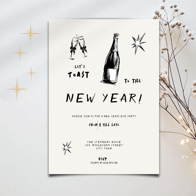 Invitación Modern Toast to the New Year 2026 Bold Typo (Subido por el creador)