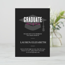 Invitación Modern Trendy  Black &White 3Photo Graduation