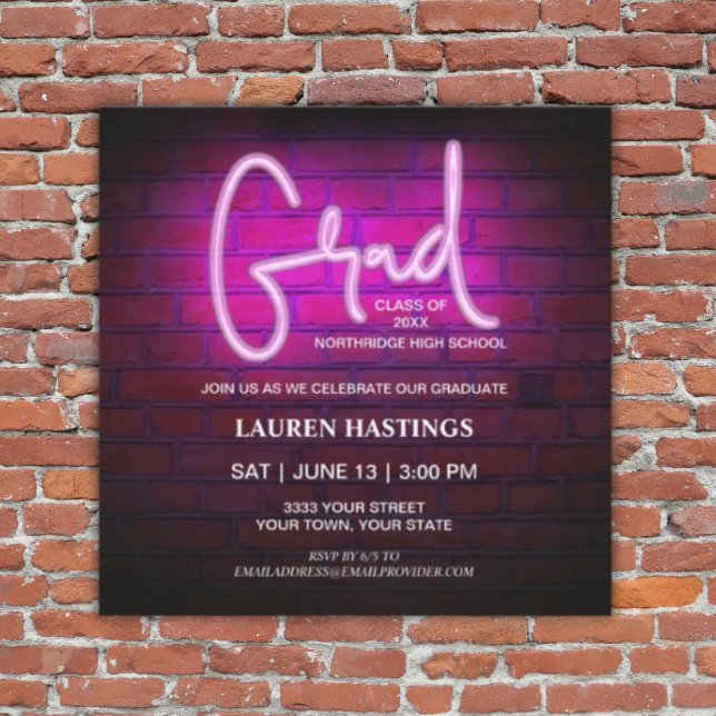 Invitación Modern Trendy Hot Pink Photo Graduation Party (Subido por el creador)