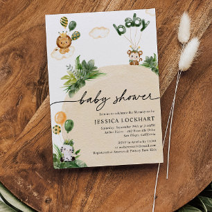 Invitación Modern Tropical Jungle Safari Neutral Baby Shower