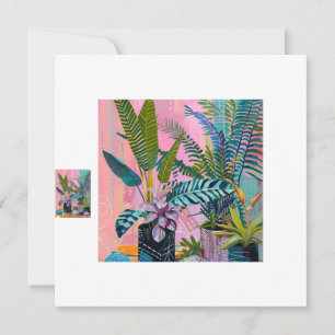 Invitación Modern Tropical Plant Print – Pink and Green 