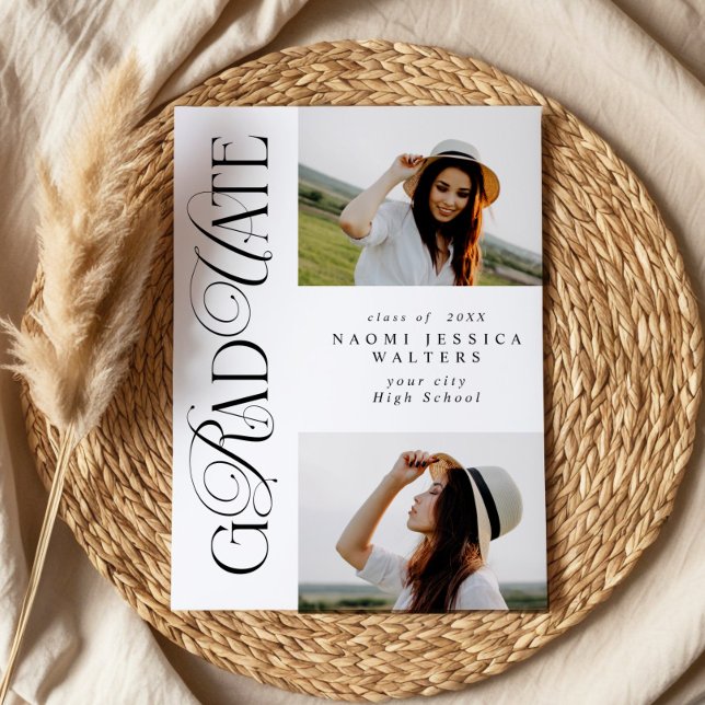 Invitación Modern Typography 2 Photos Elegant Graduation (Subido por el creador)