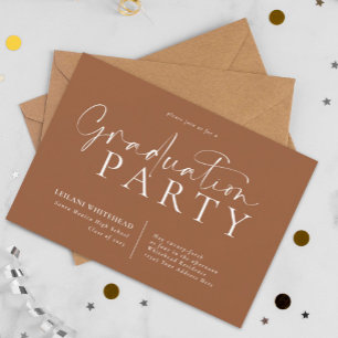 Invitación Modern Typography Graduation Party Orange