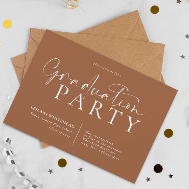 Invitación Modern Typography Graduation Party Orange (Subido por el creador)