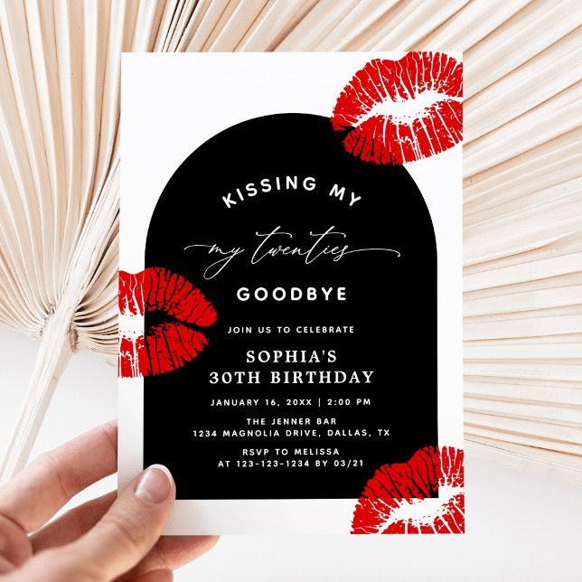 Invitación Modern Typography Kissing My Twenties Goodbye (Subido por el creador)