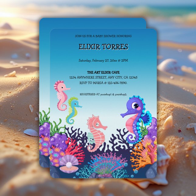 Invitación Modern Under the Sea Seahorse Baby Shower (Subido por el creador)