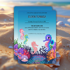 Invitación Modern Under the Sea Seahorse Baby Shower