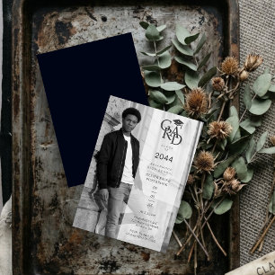 Invitación Modern Urban Black White Photo Grad Party TMF26
